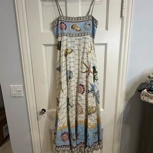 Alemais Seashell Maxi Dress - Blue and Cream